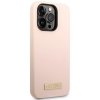 Guess GUHMP14XSBPLP iPhone 14 Pro Max 6,7 różowy/pink hard case Silicone Logo Plate MagSafe